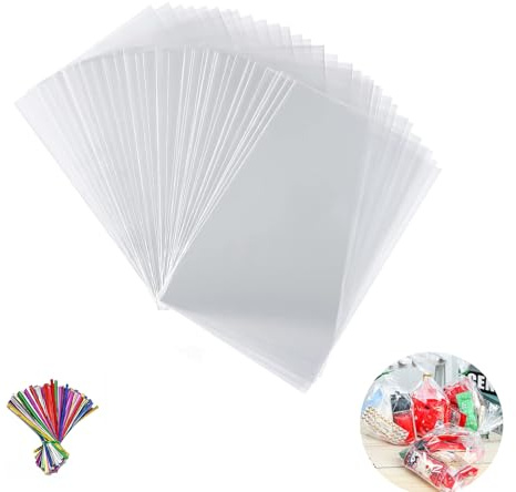 Cellophantüten Klar, Tütchen Transparent Zellophantüten Candybar Kleine Süßigkeiten Tüten Gastgeschenke für Mitgebsel Kindergeburtstag Gastgeschenke Bonbon Brot Schmuck Hochzeit Party zum Befüllen