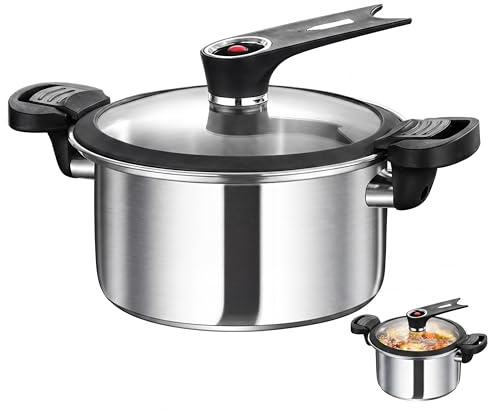 3.5L Small Pressure Cooker, Stainless Steel Non-Stick Cooking Pot with Lid – Fast Nutritious Pressure Cooking, Effortless Cleanup, for Home Kitchens and Meal Prep