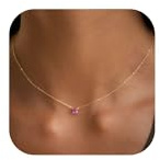 Turandoss Geburtsstein Kette Damen Gold - 12 Monats Kette mit Geburtsstein Kreisförmigem Anhänger Goldkette Geburtstagsgeschenk für Mädchen Frauen Damen Freundin Mama Schmuck