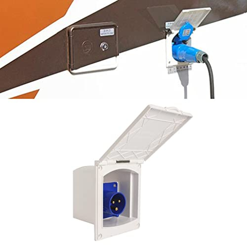Bwuikim Flush Inlet Socket Mains Hook Up 16A External Practical Plug Outlet Trailer Plugs Receptacle Trailer Hook Up Adapter