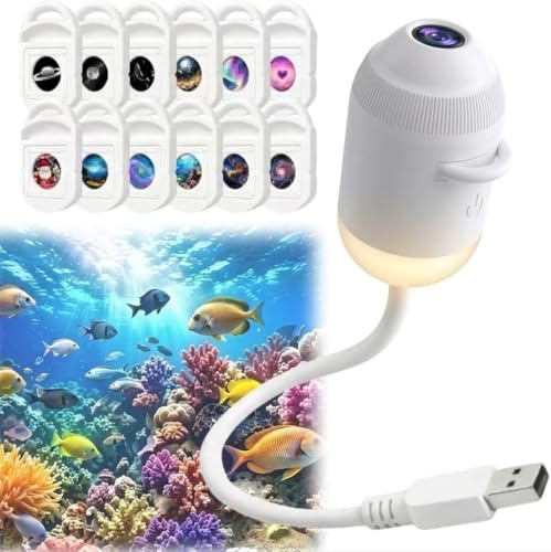 Dujuanus Proiettore di Luce Notturna HD Smart Dynamic 5D, Plug and Play, Proiettore HD Star con 3/6/12/24, Proiettore USB a 360°, per Camera da Letto, Soffitto, Tetto Auto (12 Films)