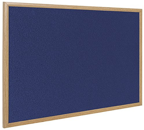 Bi-Office Earth - Notice Board, Recycled Wood Effect Frame, Blue Felt Board, 120x 90 cm