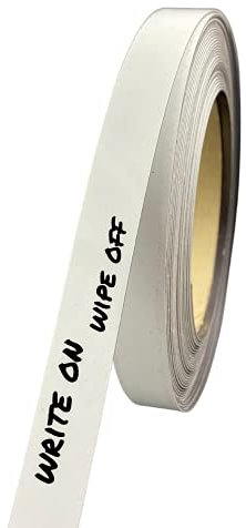Gloss White Magnetic Tape Roll Easy Wipe Racking Strip 20mm Wide x 0.8mm Thick x 10M Long - Magnetic Whiteboard Strips, Writable Magnet Magnet Sheet - Magnetic Whiteboard Tape Write on Wipe Off
