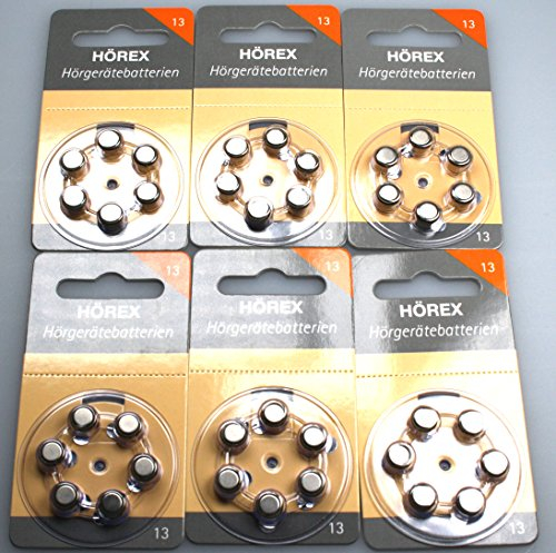 36 Hörgeräte Batterien Basic von Hörex Größe 13er NEU