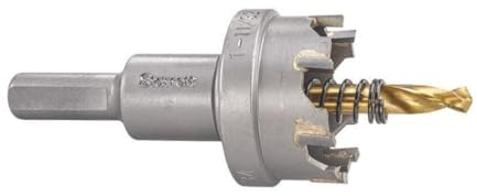 Starrett Hartmetall-bestückte Lochsäge - SM34 Blechschneider mit Aufnahme- und Zentrierbohrer - zum Bohren von Edelstahl-Aluminiumlegierungen - 34 mm