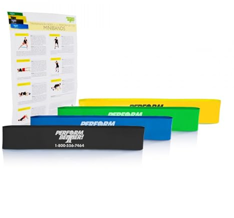 PERFORMBETTER+ Minibands Set, Vielseitige Fitnessbänder für effektives Ganzkörpertraining im Bereich Kraft und Ausdauer, 4 Stärken