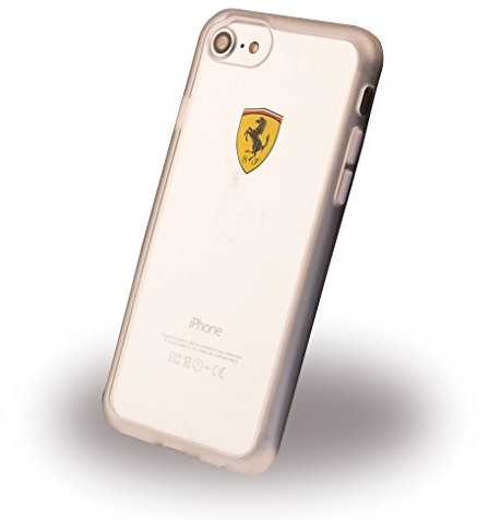 Ferrari FEHCRFP7TR1 TRANSPARENT Gummirahmen Schutzhülle für Apple iPhone 7, Racing Shield klar