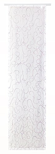 Haus und Deko Flächenvorhang modern Art Schiebegardine halbtransparent Weiß farbig Bestickt 60x245 cm Zierstich Stickerei Lila Violett