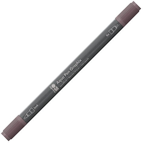 Marabu 01450003080 - Aqua Pen Graphix rauchquarz, Aquarellfilzstifte mit brillanter Farbe, wasserbasierte, lichtbeständige Pigmenttusche, mit Doppelspitze, aquarellierbar auf Aquarellpapier
