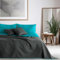 DecoKing Tagesdecke 220 x 240 cm Petrol Graphit grau Bettüberwurf zweiseitig pflegeleicht Axel