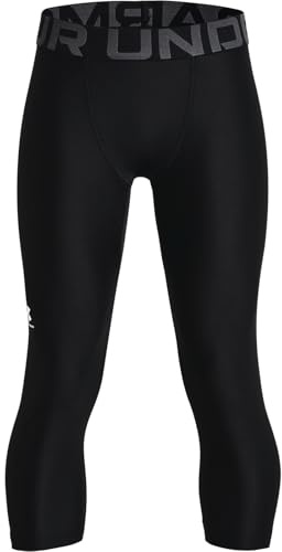Under Armour Boys HeatGear Armour 3/4 Leggings , Black (001)/Pitch Gray , Small