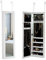 DREAMADE Armoire à Bijoux avec LED, Organisateur de Bijoux avec Miroir Pleine Longueur, Armoire de Rangement Accrochée à la Porte, avec 5 Etagères de Rangement, pour Boucles d'oreilles, Colliers, Blan