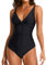 Smismivo Costume da Bagno Intero da Donna con Scollo a V Controllo della Pancia Push up Costume Intero Donna con Imbottito Elegante Curvy Costumi da Bagno Donna Spiaggia Estate Beachwear Nero