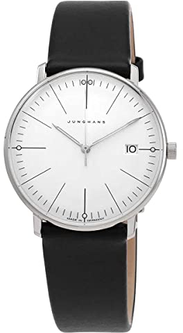 JUNGHANS max Bill Damenuhr Saphirglas Lederband Schwarz 47/4251.02