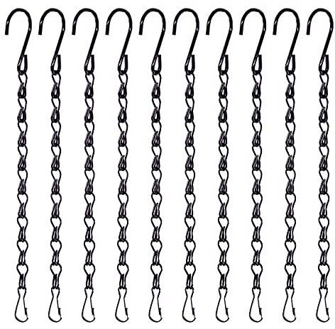 Keadic 15 Pack 19.7'' Metal Hanging Chain, Black Garden Plant Hangers for Decorative Ornaments, Bird Feeders, Planters, Billboards, Lanterns, Wind Chimes, Outdoor/Indoor Use (Total 295.5’’ Length)