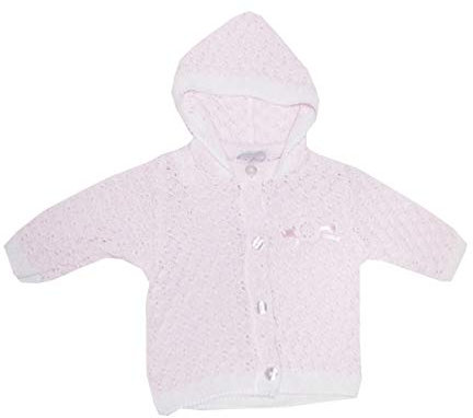 #Cappottino In Maglia Cardigan Filo Baby Neonati New Born Rosa Celeste-Rosa