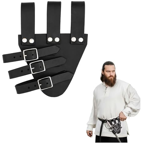 Lord of Battles Mittelalterlicher Schwertdolch Rapierfrosch handgefertigt aus echtem Leder ideal für historische Nachstellungen und LARP (25155BK) schwarz, schwarz