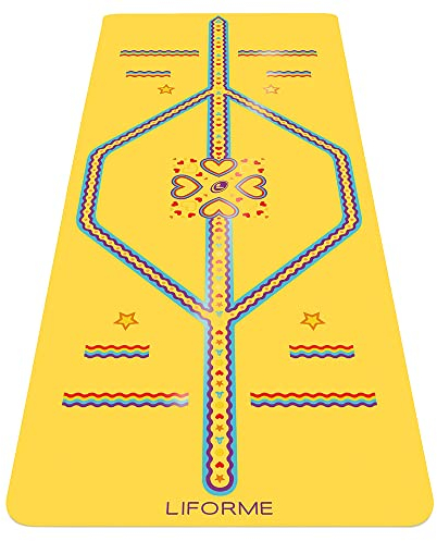 Liforme Verspielte Yogamatte für Kinder, inklusive Yoga-Tasche, rutschfest, umweltfreundlich und biologisch abbaubar, schweißbeständig, lang, breit, 4,2 mm dicke Matte für Komfort