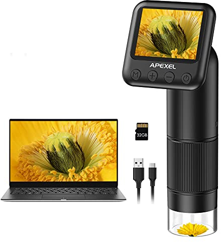APEXEL Taschenmikroskop für Kinder, Hand-Digitalmikroskop mit Objektträgern, 800-faches Mini-Mikroskop, tragbare USB-Mikroskopkame