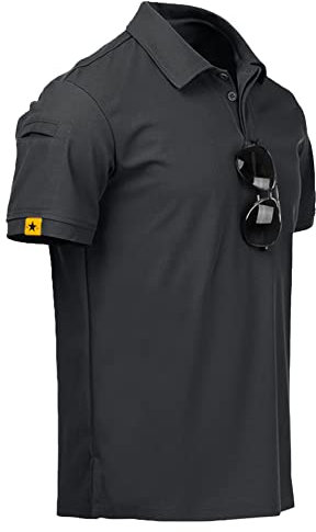 geeksport Poloshirt Herren Kurzarm Freizeit Sport Polo Golf Tshirts Männer Polohemd (Tiefgrau M)