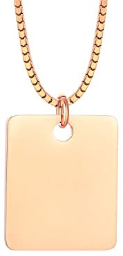 Mesnt Collier Edelstahl Damen, Damen Rechteckige Tag Anhänger Halsketten aus Edelstahl 45CM, Rotgold