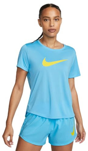 NIKE Damen W NK ONE DF SWSH HBR SS T-Shirt, Baltic Blue, Small