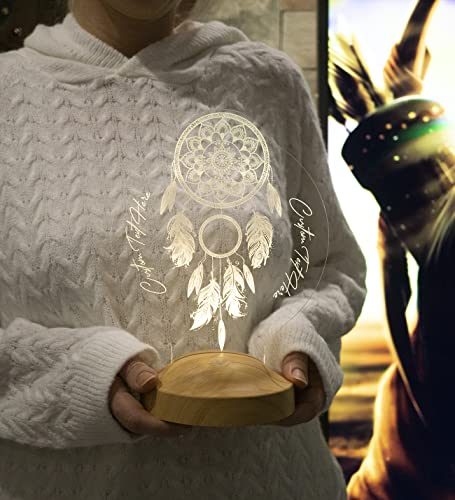 Geschenkelampe Traumfänger Personalisierte 3d Lampe Mit LED Licht Wunschtext Dreamcatcher Dekoration Wohnkultur