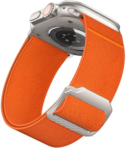 Epova Correa Compatible con Correa Apple Watch Ultra 2/ Ultra 49mm 46mm 45mm 44mm 42mm, 28mm Ultra Ancha Banda de Deportiva Elástica Ajustable para iWatch SE Series 10 9 8 7 6 5 4 3 2 1,Naranja