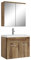 Badezimmer Badmöbel Set Montreal 01 mit Spiegelschrank 60cm Waschbecken Braun Eiche - Unterschrank Waschtisch Möbel