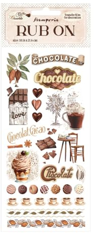 Stamperia Rub on Transferfolie Chocolate 23 Motive 21,6x10,2cm zum Übertragen auf Gegenstände Rub On Sticker Rubbel Sticker