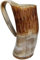 Viking By Heart Viking Drinking Authentic Horn Mug Burnt Effect Striped Pattern with Wooden Base, 500 ML Liquid Holding Capacity, Unique Beer Gift for Men, Women, Husband, Boyfriend