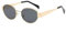 WDZAYXC Retro oval Metall modische Sonnenbrille für Damen Herren, UV-Schutz(Gold/Schwarz)