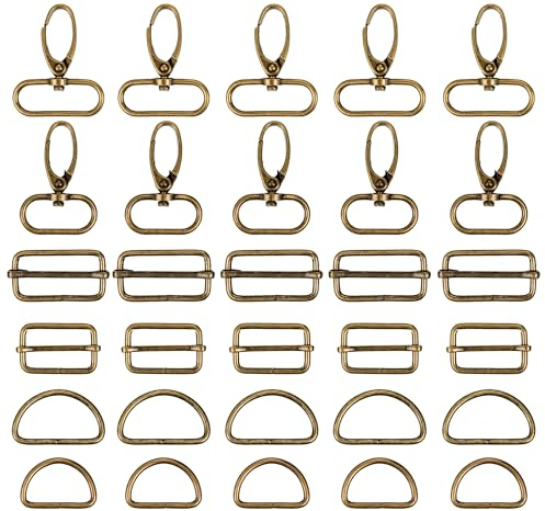 30 Stück Schnallen und Verschlüsse 3 MUSTER Taschenzubehör zum Nähen Tri-Glide D-Ringe, Schnallen, drehbare Karabiner, Schnalle für Schlüsselband Geldbörse Tasche Riemen Hundehalsbänder Rucksack