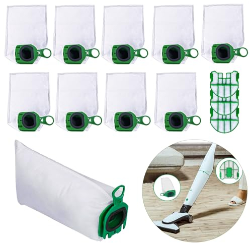 badaren Sacchetti per Aspirapolvere da 10 Pezzi con 3 Filtri Protettivi, Sacchetti di Ricambio da 10 Pezzi, Sacchetto Aspirapolvere Kit per Aspirapolvere Senza Filo Vorwerk VB100, FP100