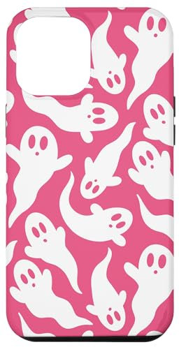 iPhone 14 Plus Hot Pink Ghost Pattern Cute Ghosts Viral Halloween Trend Case