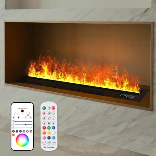 Wasserdampf-Kamin, 9-farbige Flamme, elektrischer Kamin, keine Wärme, 120cm | TUYA App Control, Fernbedienung, Mehrfarbige Flamme, 3D Wasserdampfeffekt, Für Schlafzimmer, Heimdekor, Befeuchtung