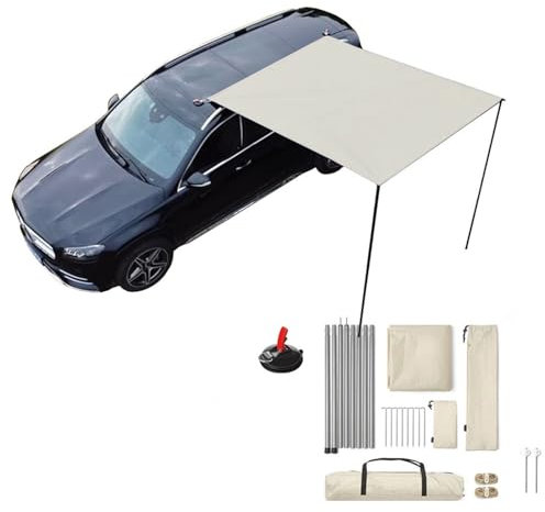 Tragbare Auto-Markise mit Saugnäpfen, Keine Dachträger-Hardware Erforderlich, wasserdichte Fahrzeugplane, Wohnmobil-Markise, LKW-SUV-Overlanding-Zubehör (Color : White)