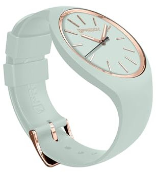 FREDDY - Orologio Donna Cinturino Silicone Verde Salvia E Dettagli Oro, Donna, Verde, Unica