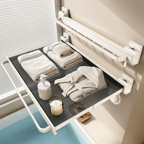 Support Serviette Salle de Bain, Porte Serviette Extensible, Porte-Serviettes Modernes, étagères de Salle de Bain, Porte-Serviettes en Métal pour Hôtel, Salle de Bain, Toilettes et Camping-Car(44cm(17