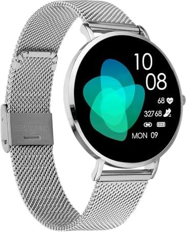 XCOAST SIONA 2 Nano Silber, kleine Damen Smartwatch - 37mm AMOLED Display, iOS&Android, Filigran, Frauen Fitness Tracker, Wasserdicht, Puls, Blutdruck, Blutsauerstoff, 7 Tage Akku