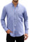 HISDERN Mens Long Sleeve Oxford Shirts Blue Casual Smart Shirt for Men Formal Business Shirt with Pocket Regular Fit L