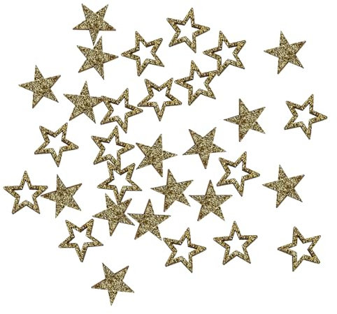 Oblique Unique Holz Sterne Gold mit Glitzer als Konfetti Tisch Streu Geschenk Deko für Weihnachten DIY Dekoration Basteln (Gold)