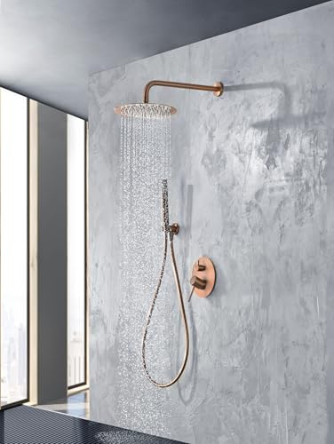 Mice - Conjunto de ducha empotrado pared Monomando de 2 vias - griferia de baño empotrado - serie Brezzo (Cobre Mate)