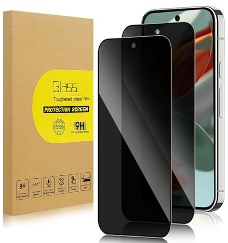 Lokyoo Protector Pantalla Privacidad para Google Pixel 9 Pro XL 6.8 | 2 Piezas Cristal Vidrio Templado Antiespia, Amigable para Funda, 9H Dureza HD Transparente