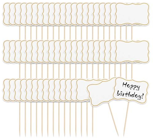 56 Stück Flaggen zum Beschriften Buffet Schilder, Käsemarker, Beschriftung Flaggen, Kuchen Lebensmittel Dekoration Message Board, für Party Kuchen Lebensmittel Dekoration, Cupcake (Weiß)