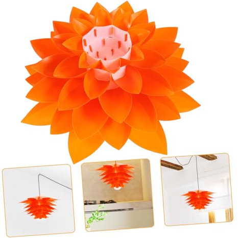 ASAKKURA Lotus Chandelier Lamp Shade Orange Puzzle Light Ceiling Pendant Led Compatible Easy to Clean