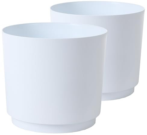 Tymar Lot de 2 cache-pots de fleurs en plastique - Blanc - Diamètre : 38 cm