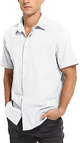 Nuoke Ventes Flash du Jour, Chemise Lin Homme Manches Courtes, Chemise Homme Rose, Chemises, Hawaii, Lin, Hawaii, Chemises