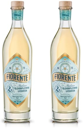Fiorente Liquore Fiori Sanbuco 700ml - Realizzato con Ingredienti Completamente Naturali ed Italiani, Fresco Agrumato Ideale per Hugo Spritz e Fiorente Spritz - 20% vol. (2 Bottiglie)