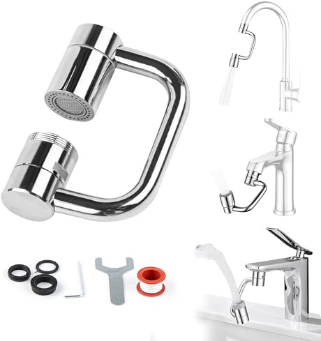 1080°Rallonge Robinet Cuisine, Rallonge Robinet 2 Modes de Pulvérisation, Régulateur de Jet Multifonctionnel, L'adaptateur Fourni Garantit la Compatibilité Universelle de la tête de Pulvérisation Avec